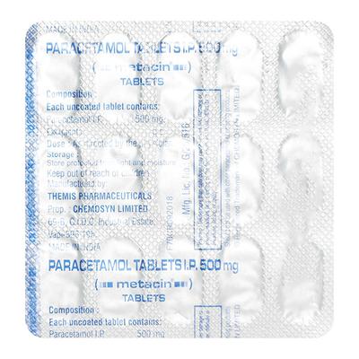 Metacin 500mg Tablet 15'S - Fever-Non
