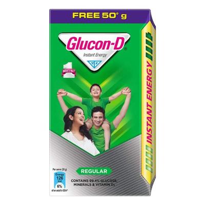 Glucon-D Instant Energy Powder - Regular (Refill) (200 gm + Free 50 gm) - Energy Drinks
