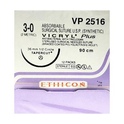 Johnson & Johnson Ethicon Vicryl Plus Absorbable Surgical Suture (3-0) (90 cm) (VP2516) 1's - Bandages & Dressings