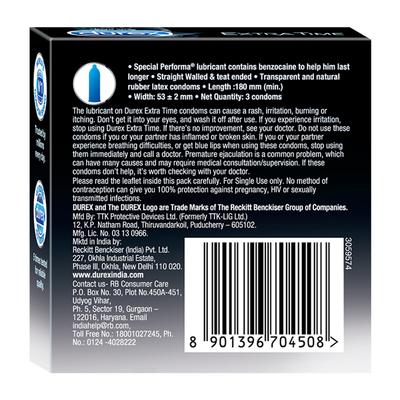 Durex Condoms - Extra Time 3's - Plain/Flavoured Condoms