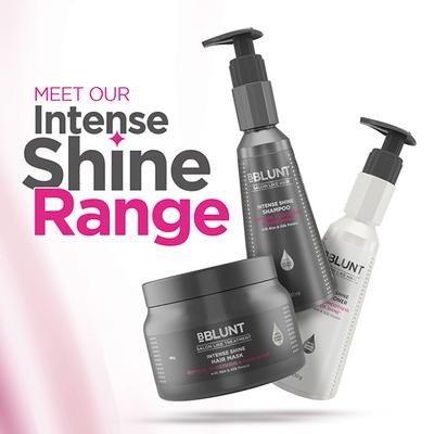 Bblunt Intense Shine Hair Mask with Rice and Silk Protein for Softer, Smoother and Shinier Hair 250 gm - Hair Masks & Packs
