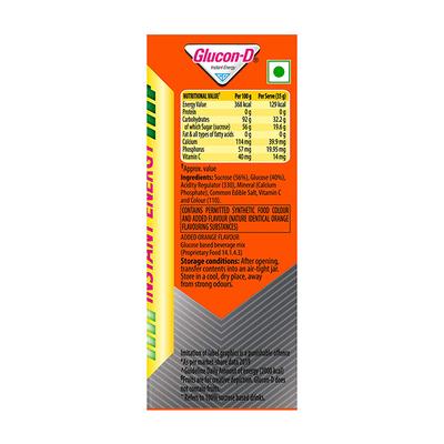 Glucon-D Instant Energy Powder - Tangy Orange (Refill) 200 gm - Energy Drinks