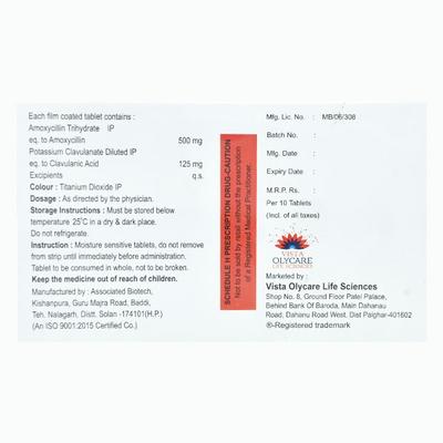 OLYCLAV 625 Tablet 10's - Bacterial Infections-Pen