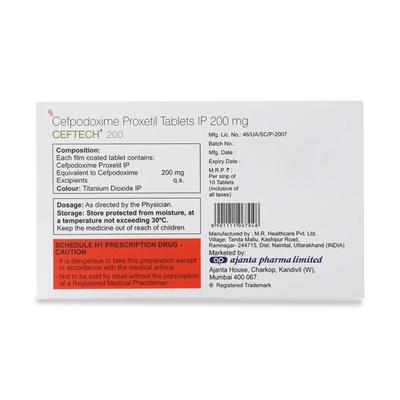 CEFTECH 200mg Tablet 10's - Bacterial Infections-Cep