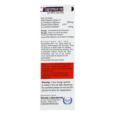 CEFOPRAX SB 1.5 Injection 1's - Bacterial Infections-Cep
