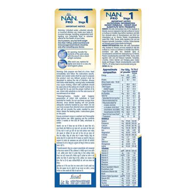 Nestle Nan Pro 1 (Upto 6 Months) Powder 400 gm (Refill Pack) - Baby And Infant Supplements
