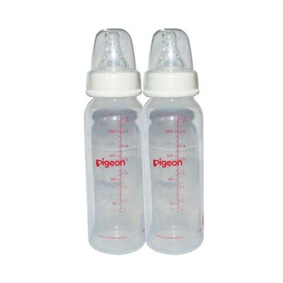 Pigeon Flexible PP Nursing Bottle with Round Base Nipple (M) - White (Pack of 2 x 240 ml) - Feeding & Nursing