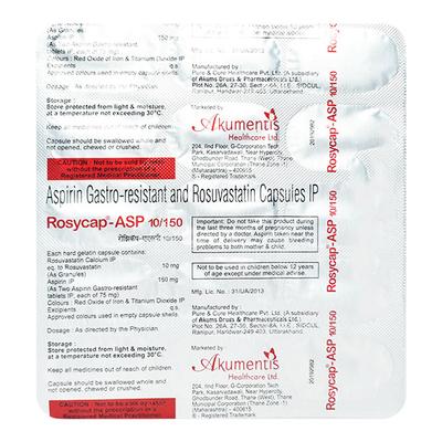 ROSYCAP ASP 10/150 Tablet 15's (N) - High Cholesterol-Dys