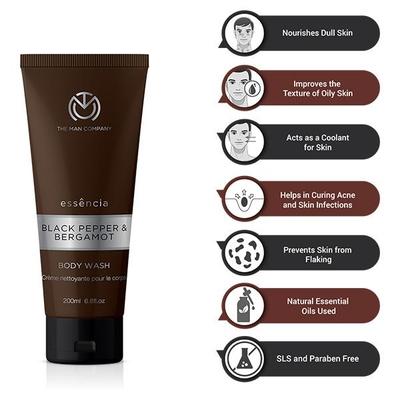 The Man Company Essencia Body Wash - Black Pepper & Bergamot 200 ml - Shower Gels & Body Wash