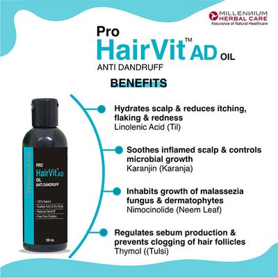Millennium Herbal Care Pro Hairvit Anti Dandruff Hair Oil (Pack of 2 x 100 ml) - Hair Oils