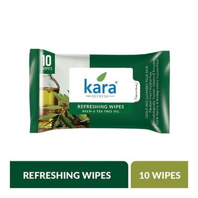 Kara Refreshing Face Wipes - Neem & Tea Tree Oil 10's - Facial Wipes & Tissues