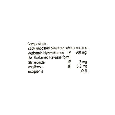 Hmet Trio 2/500/0.2Mg Tablet 10's - Diabetes-Ant