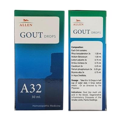 Allen A32 Gout Drops 30 ml - Homeopathic Drops