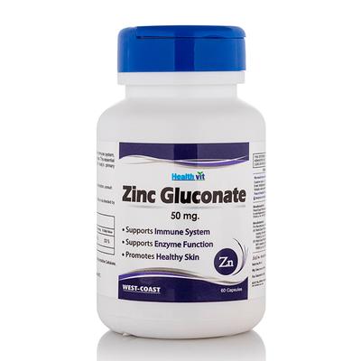 HealthVit Zinc Gluconate 50 mg Capsules 60's - Calcium And Minerals