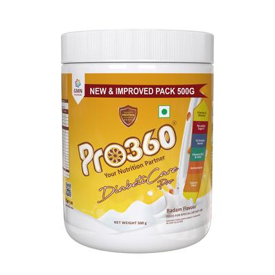 Pro360 Diabetic Care Powder - Real Badam Flavour 500 gm - Diabetes (Fitness)