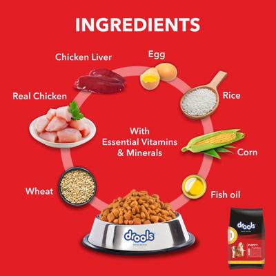 Drools Chicken and Egg Puppy Dog Food 3kg (with Free 1.2kg) 4200 gm - Petfood