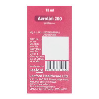 AZROLID 200 Oral Suspension 15ml - Bacterial Infections-Mac