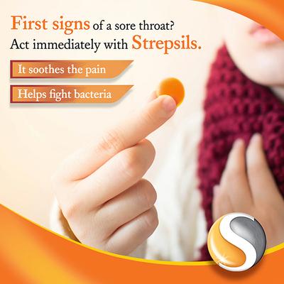 Strepsils Lozenges - Ginger & Lemon 100's + 4's Free - Sore Throat Lozenges