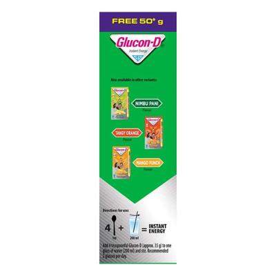 Glucon-D Instant Energy Powder - Regular (Refill) (200 gm + Free 50 gm) - Energy Drinks