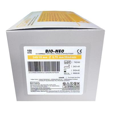 Bio-Neo I.V. Cannula with Needle 24G 100's - Surgical Instruments