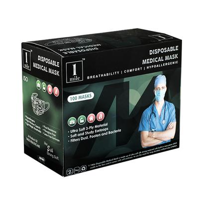 1Mile Single Pouch Disposable 2-Ply Medical Mask - Blue 100's - Surgical Consumable