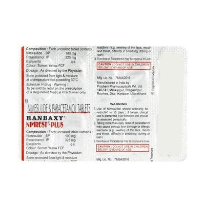 Nimrest Plus Tablet 10'S - Pain relief-Nsa