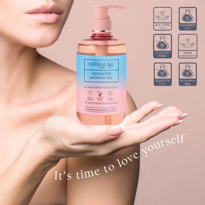 Natural Vibes Deep Cleanse & Exfoliating Routine Shower Gel Body Wash + Scrubbing Glove 300 ml - Bath Kits & Sets