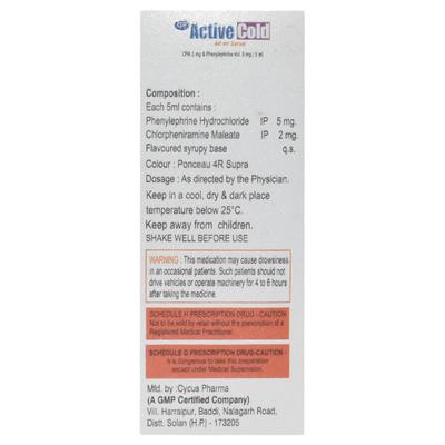 ACTIVE COLD Mixed fruit flavour Syrup 60ml - Cough And Cold-Cou