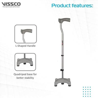 Vissco Walking Stick L Shape - Quadripod - Walker & Walking Stick
