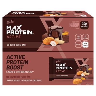 RiteBite Max Protein Active Choco Fudge Bar (Pack of 12 x 75 gm) - Nutritional Bars