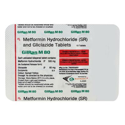 GILRAN M 80mg Tablet 10's - Diabetes-Ant