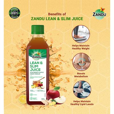 Zandu Lean & Slim Juice - Honey & Apple Cider Vinegar 500 ml - Ayurvedic Juices