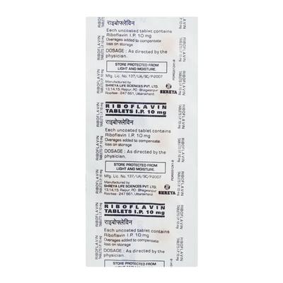 Riboflavin 10mg Tablet 10'S - Supplements-Vbc