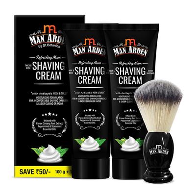 Man Arden Classic Shaving Brush + Refreshing Neem Shaving Cream 200 gm - Shaving Brushes