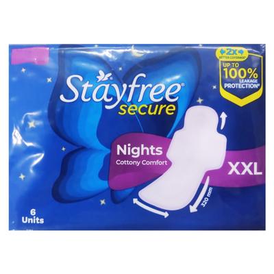 Stayfree Secure Nights Cotton Comfort XXL Pads 6's - Sanitary Napkins