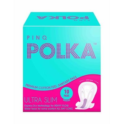 Pinq Polka Sanitary Premium Ultra Slim Sanitary Pads-(Regular) 10's - Sanitary Napkins