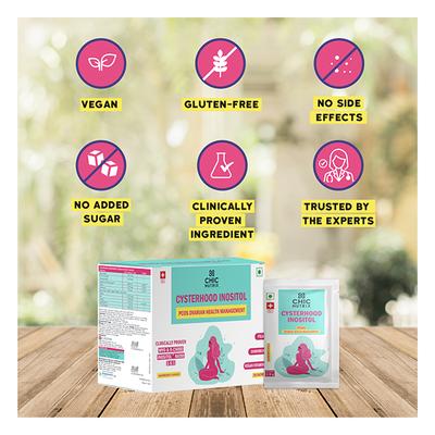 Chicnutrix Cysterhood Inositol - PCOS Ovarian Health Management Sachet - Raspberry Flavour 20's - General Health