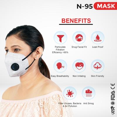 Shield Xtra N95 Anti Pollution Face Mask with Valve - Ear Loop 15's - Face Mask