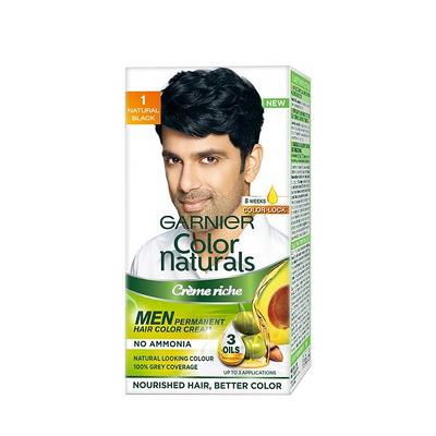 Garnier Color Naturals Cremeriche Men Permanent Hair Color Cream - 1 Natural Black (30 ml + 30 gm) - Crème