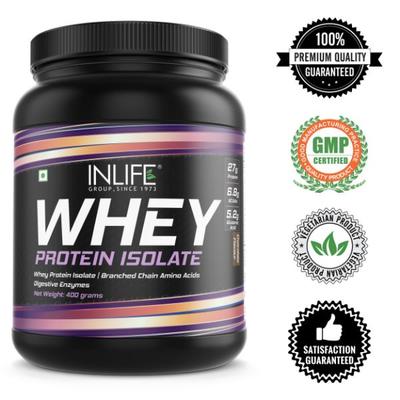 INLIFE Whey Protein Isolate Powder - Chocolate Flavour 400 gm - Whey Proteins