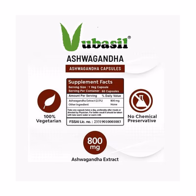 Vubasil Ashwagandha 800 mg Capsule 60's - Ashwagandha
