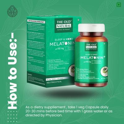 The Old Natural Sleep & Mood Melatonin with 160 mg Veg Tablet 60's - Mental Health