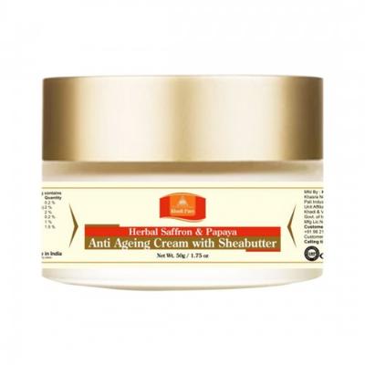 Khadi Pure Herbal Anti Ageing Cream with Sheabutter - Saffron & Papaya 50 gm - Creams/Oils/Lotions