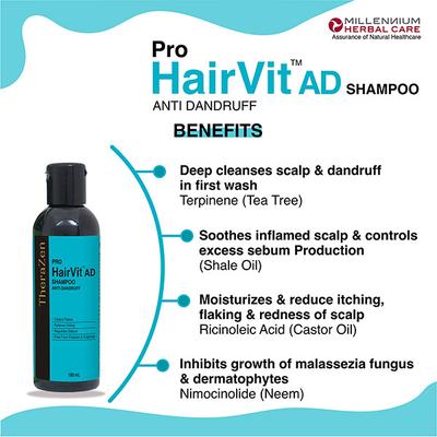 Millennium Herbal Care Pro Hairvit Anti Dandruff Shampoo (Pack of 2 x 100 ml) - Shampoos