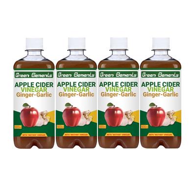 Green Elements Apple Cider with Mother Vinegar - Ginger & Garlic (Pack of 4 x 500 ml) - Apple Cider Vinegars