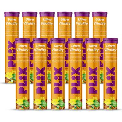 Plix Ultra Vitality Effervescent Tablets - Orange Burst (Pack of 12 x 15's) 1's - General Health