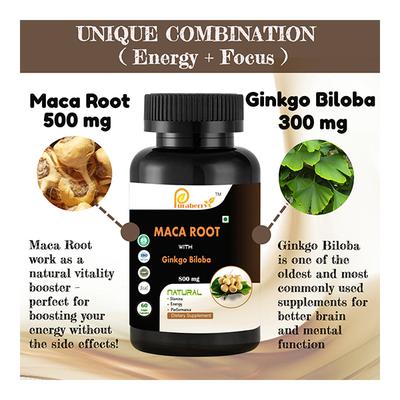 Puraberry Maca Root with Ginkgo Biloba 800 mg Veg Capsule 60's - Herbal Dietary Supplement
