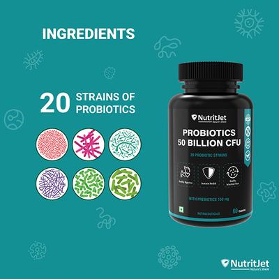 NutritJet Probiotic Supplement 50 Billion CFU Veg Capsule 60's - Digestive Health