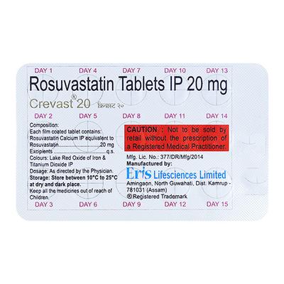 CREVAST 20 Tablet 15's - High Cholesterol-Dys