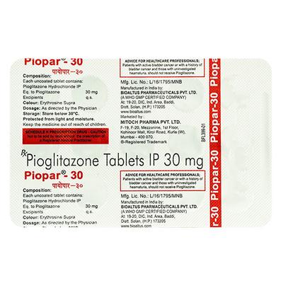 PIOPAR 30 Tablet 15's - Diabetes-Ant